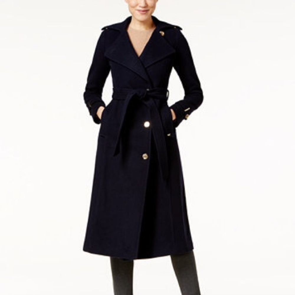 Michael Kors Maxi trench coat in navy blue